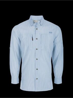 Drake Waterfowl Men's Seersucker Striped Long Sleeve Fishing Shirt.
